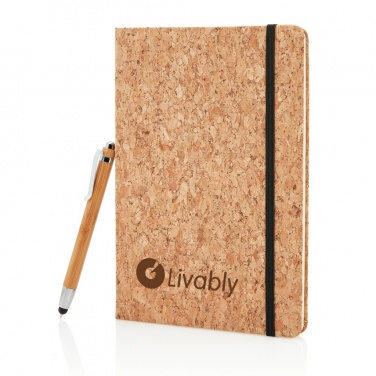 Logo trade promotional products picture of: A5 notebook with bamboo pen including stylus