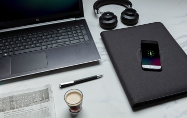 Logotrade promotional gift picture of: Air 5W wireless charging portfolio A4 w/ 5000 mAh powerbank