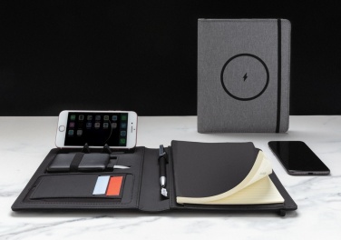 Logo trade promotional giveaway photo of: Air 5W wireless charging notebook with 5000mAh powerbank