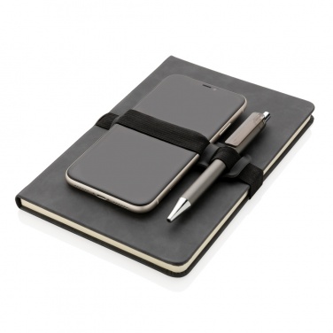 Logo trade advertising products image of: Deluxe hardcover PU notebook A5 with phone and pen holder