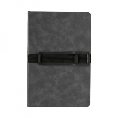 Logo trade promotional giveaway photo of: Deluxe hardcover PU notebook A5 with phone and pen holder