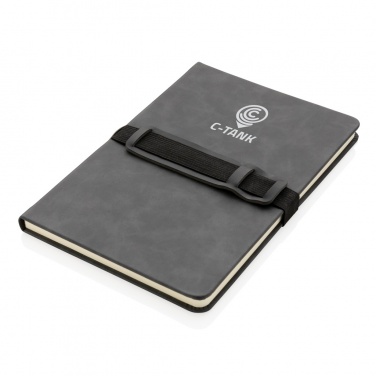 Logotrade advertising products photo of: Deluxe hardcover PU notebook A5 with phone and pen holder