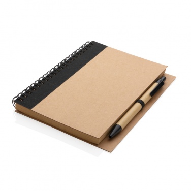 Logo trade business gift photo of: Kraft spiral notebook with pen