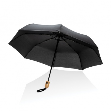 Logotrade promotional giveaway image of: 21" Impact AWARE™ RPET 190T bamboo auto open/close umbrella