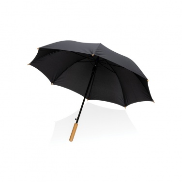 Logo trade corporate gifts image of: 23" Impact AWARE™ RPET 190T auto open bamboo umbrella