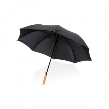 Logo trade promotional products image of: 27" Impact AWARE™ RPET 190T auto open bamboo umbrella