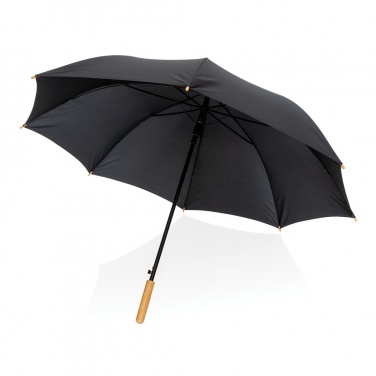 Logo trade promotional merchandise image of: 27" Impact AWARE™ RPET 190T auto open bamboo umbrella