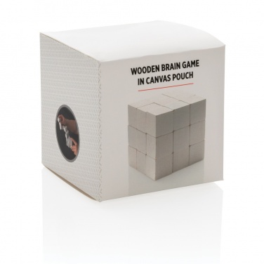 Logotrade promotional gift picture of: Wooden brain game in canvas pouch