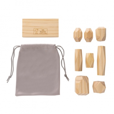 Logotrade promotional product image of: Ukiyo Crios wooden balancing rocks in pouch