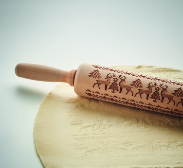 Logo trade business gift photo of: Christmas pastry wooden rolling