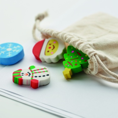 Logo trade business gift photo of: Set of 4 Christmas erasers