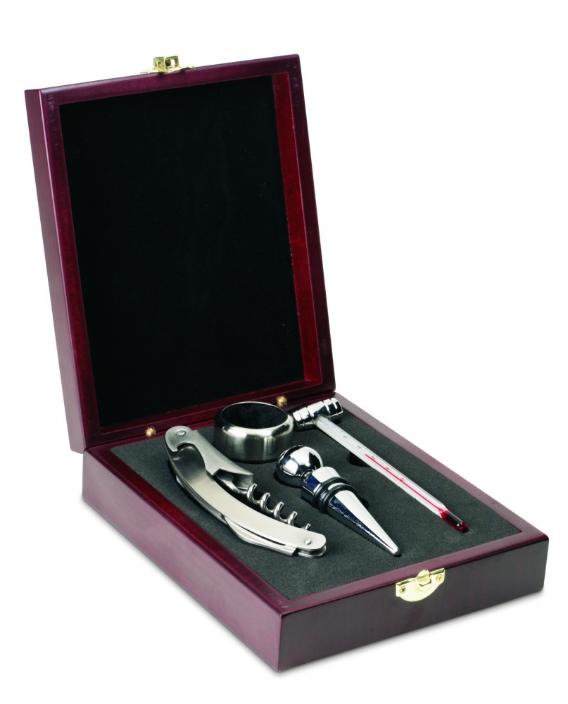 Logo trade corporate gifts image of: Classic wine set in wooden box