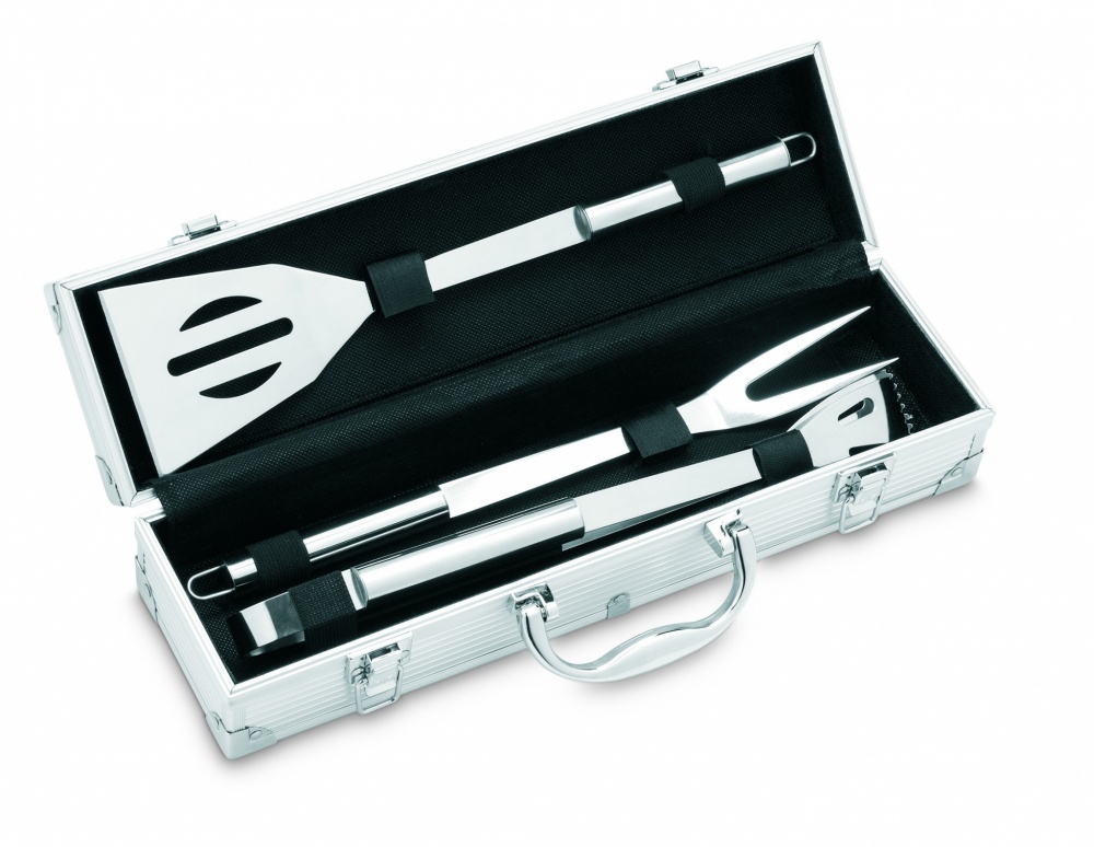 Logo trade promotional gifts picture of: 3 BBQ tools in aluminium case