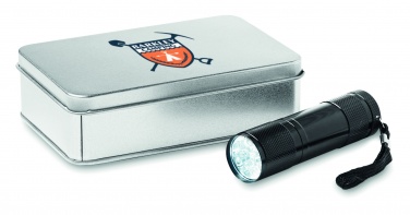 Logo trade promotional item photo of: LED torch in tin box