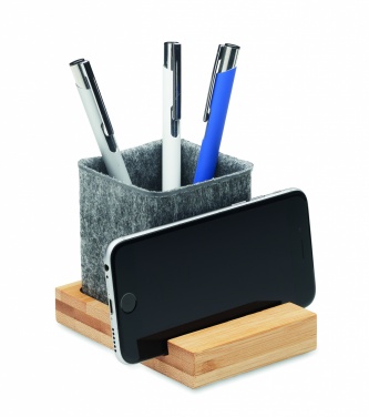 Logo trade promotional giveaways picture of: RPET felt pen pot phone stand
