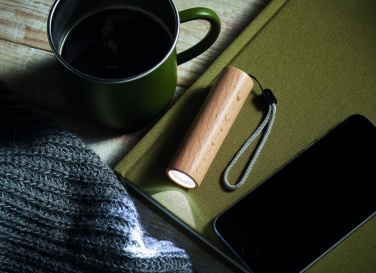 Logo trade promotional items image of: Beech wood rechargeable torch