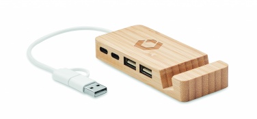Logo trade promotional product photo of: Bamboo USB 4 ports hub