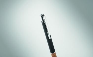 Logo trade promotional giveaways image of: Ballpoint pen made of aluminum with a cork grip