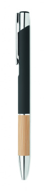 Logotrade corporate gift image of: Ballpoint pen made of aluminum with a bamboo grip