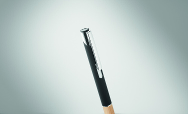 Logotrade promotional gift image of: Ballpoint pen made of aluminum with a bamboo grip