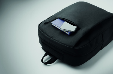 Logotrade business gifts photo of: Slim 15 inch laptop backpack made of 600D RPET polyester with a 210D lining and customizable printing