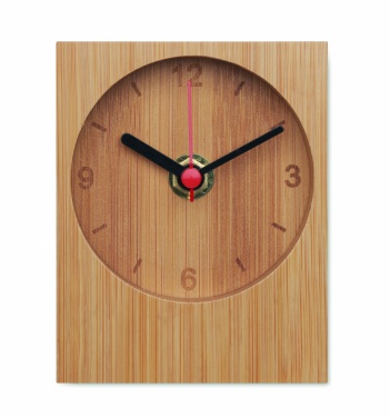Logo trade promotional giveaways image of: Bamboo table clock
