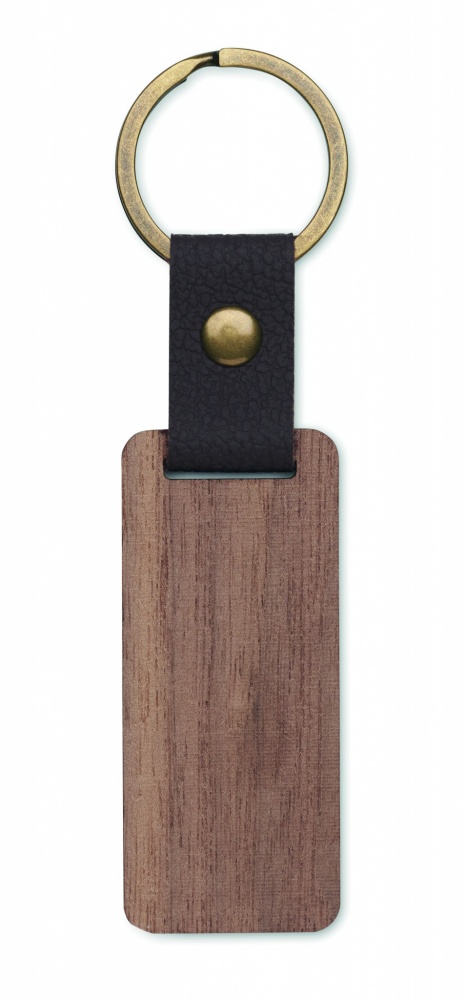 Logo trade corporate gift photo of: Key ring in walnut and PU Kokkola