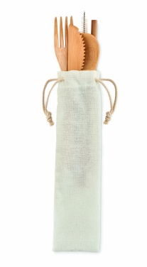 Logo trade promotional gift photo of: Bamboo cutlery with straw