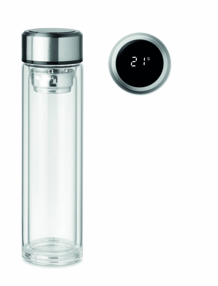 Logo trade corporate gifts image of: Bottle with touch thermometer