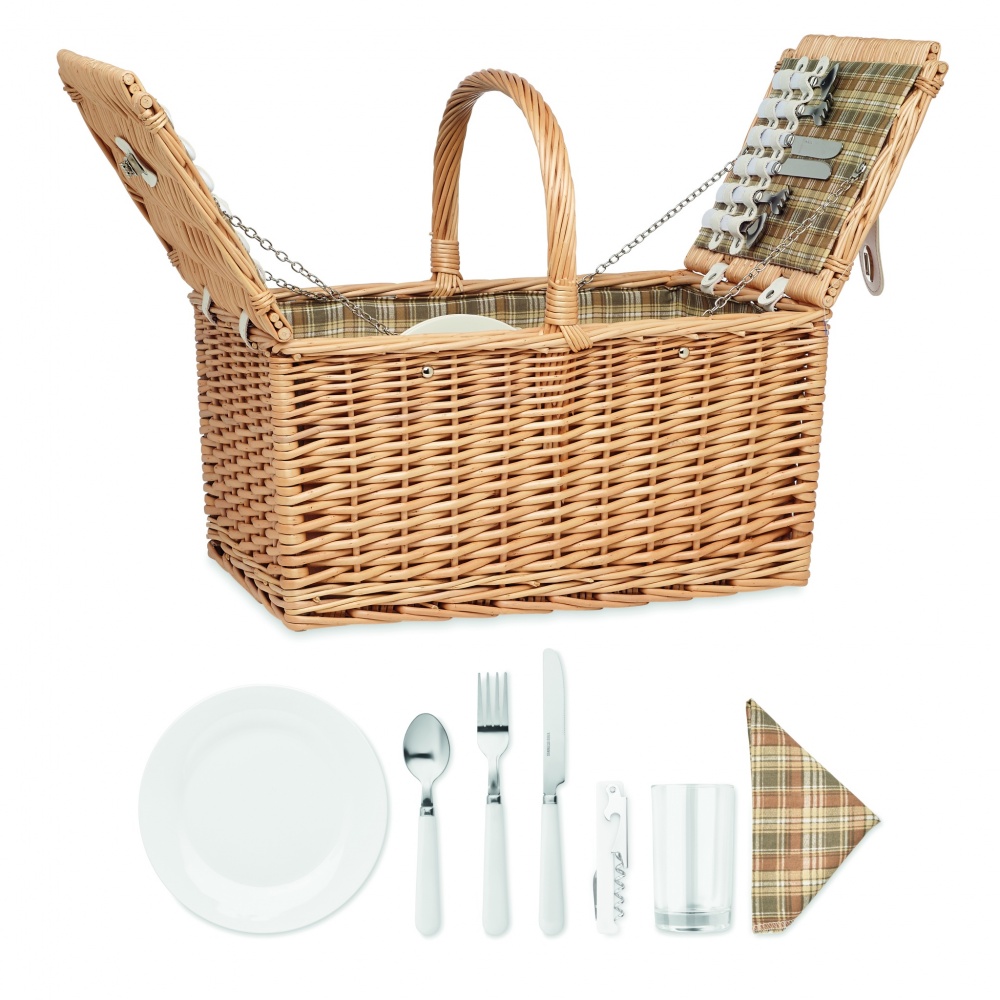 Logo trade promotional item photo of: Wicker picnic basket 4 people