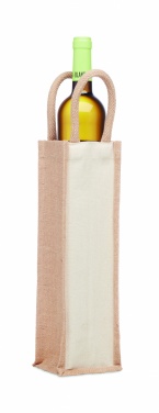 Logo trade promotional giveaways image of: Jute wine bag for one bottle