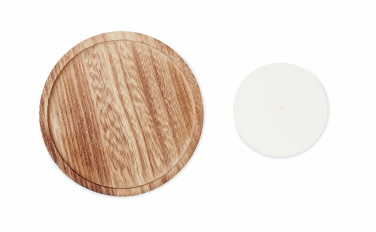 Logo trade promotional giveaways image of: Candle on round wooden base