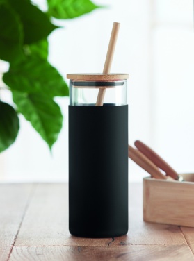 Logo trade promotional products picture of: Glass tumbler 450ml bamboo lid
