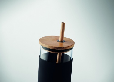 Logo trade corporate gifts image of: Glass tumbler 450ml bamboo lid