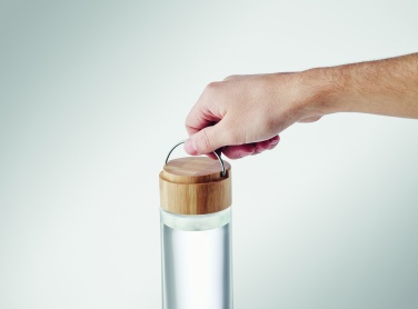 Logo trade business gifts image of: Glass bottle 500ml bamboo lid