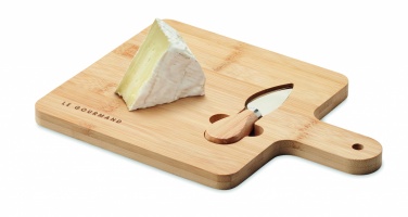 Logo trade business gift photo of: Cheese board set in bamboo Bremen