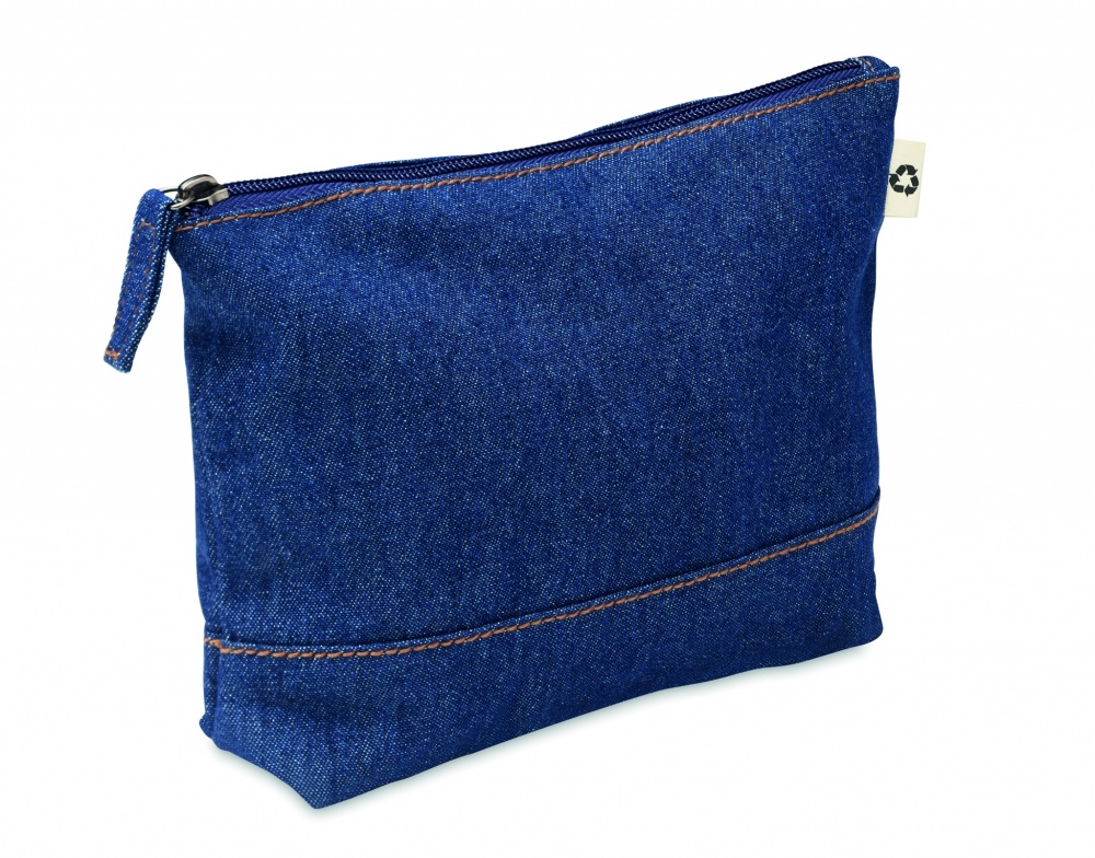 Logo trade corporate gifts image of: Recycled denim cosmetic pouch