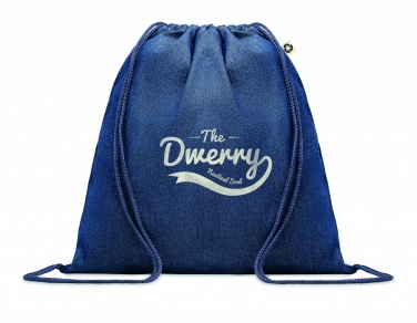 Logo trade promotional gift photo of: Recycled denim drawstring bag