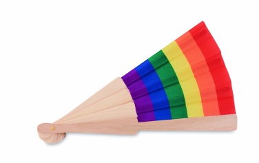 Logo trade promotional product photo of: Rainbow wooden hand fan