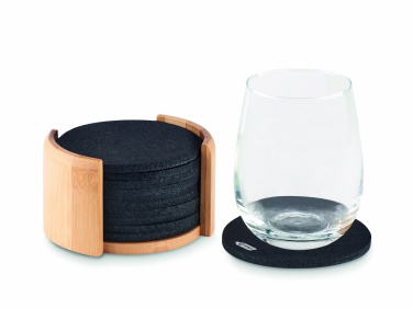 Logo trade promotional merchandise picture of: RPET coasters in bamboo holder