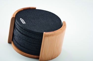 Logotrade promotional merchandise image of: RPET coasters in bamboo holder