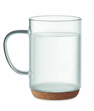 Logo trade advertising products image of: Glass mug 400ml with cork base