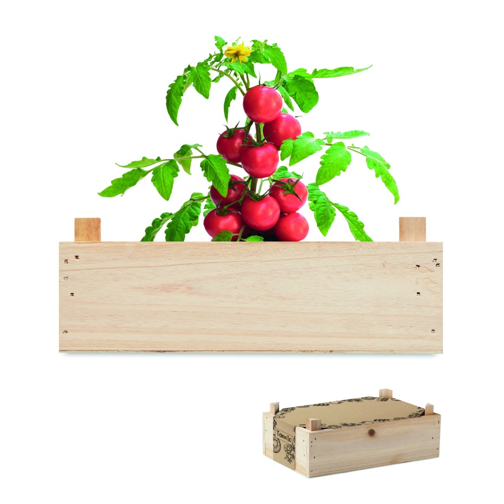 Logo trade promotional giveaway photo of: Tomato kit in wooden crate