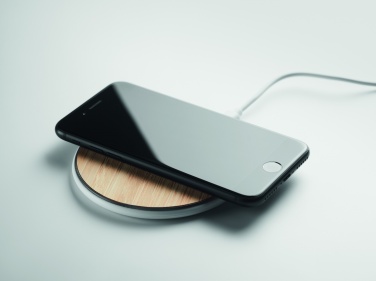 Logo trade business gifts image of: Bamboo wireless charger 10W