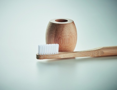 Logo trade promotional merchandise photo of: Bamboo tooth brush with stand