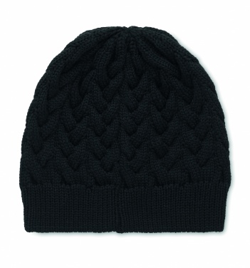 Logo trade business gifts image of: Cable knit beanie in RPET