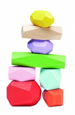 Logo trade promotional merchandise image of: 8 stacking wood rocks in pouch