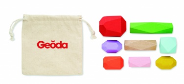 Logo trade promotional giveaways image of: 8 stacking wood rocks in pouch