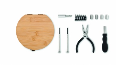 Logo trade promotional items image of: 15 piece tool set bamboo case