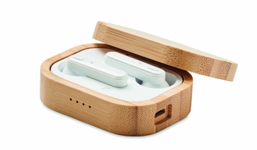 Logo trade promotional merchandise picture of: TWS earbuds in bamboo case